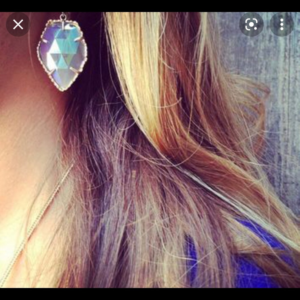 Like New RARE Kendra Scott Corley Earrings Silver &  Slate Iridescent GORGEOUS! - Picture 15 of 16